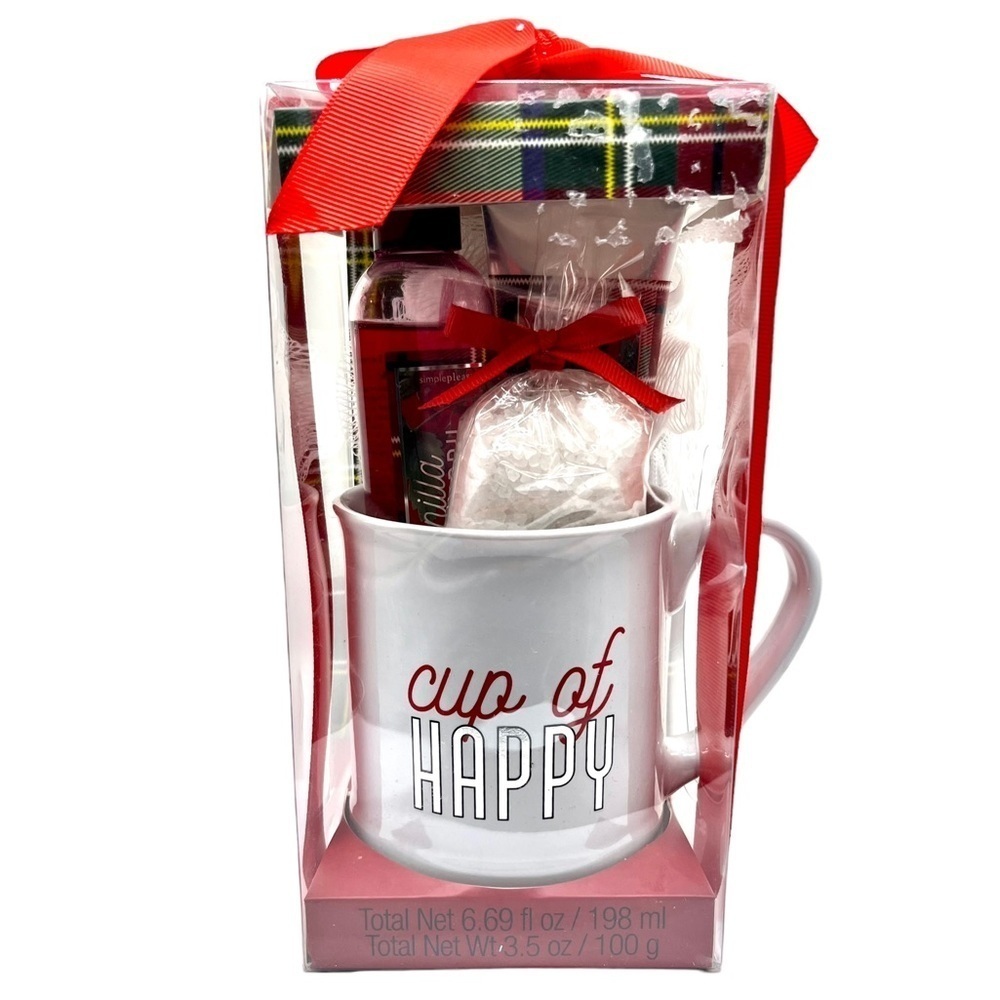Simple Pleasures 5 Piece Vanilla Cranberry Mug Gift Set New